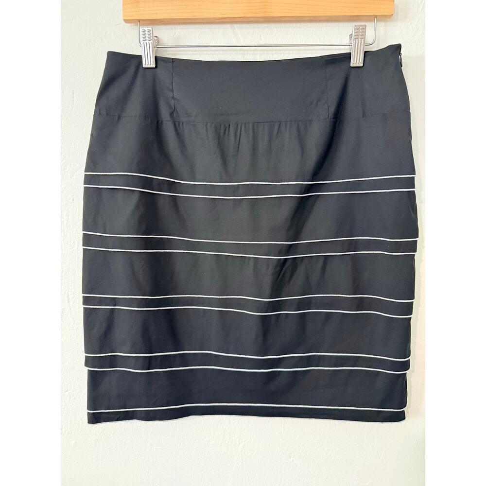 Angelo Tarlazzi Paris Black Pencil Skirt w/ Contrast Stitching – EU 42